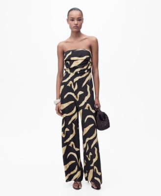 MANGO - Women's Printed Strapless Jumpsuit