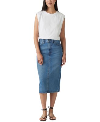 Levi's - Women's Cotton High-Rise Back-Slit Denim Skirt