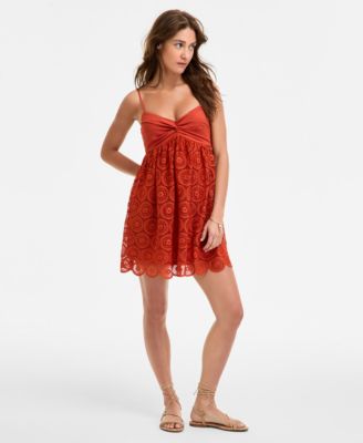 ROW A - Juniors' Emma Lace Babydoll Mini Dress