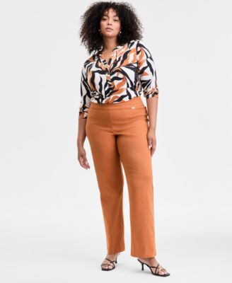 I.N.C. International Concepts - Plus Size Mid-Rise Pull-On Straight-Leg Pants