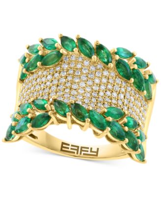 EFFY Collection - Emerald (2-7/8 ct. t.w.) & Diamond (1/2 ct. t.w.) Statement Ring in 14k Yellow Gold
