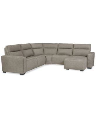 Furniture - Miren 5-Pc. Fabric Chaise Sectional with 2 Power Headrest Recliners